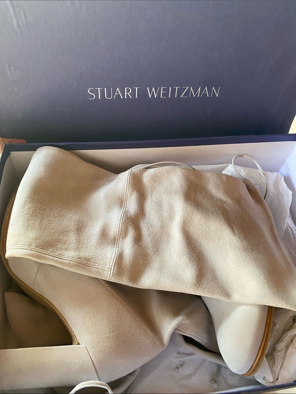 Stuart Weitzman Light Beige Suede Knee-High Boots